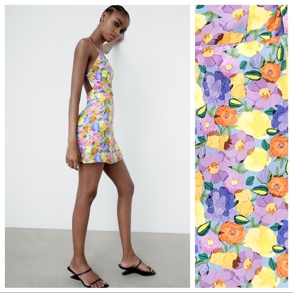 🌹NWT. Zara Floral Print Mini Dress. Size S. - Picture 3 of 12